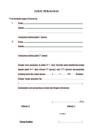 Contoh Surat Perjanjian ( Download )